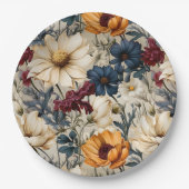 Bloemige wilde bloemen papieren bordje (Voorkant)