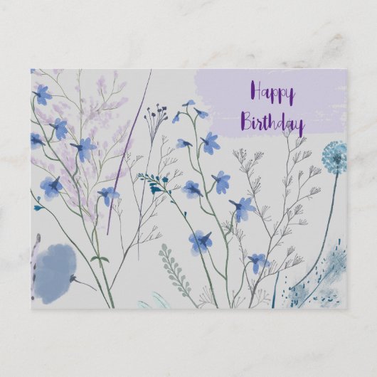 Bloemige Wilde Bloemen Rustieke Boho Whimsical Ver Briefkaart (Voorkant)