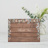 Bloemige Wilde Bloemen Rustieke Hout Bedankkaart (Staand voorkant)