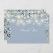 Bloemige Wilde Bloemen Stof Blauw Slingerlichten S Bedankkaart (Voorkant / Achterkant)