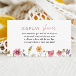 Bloemige wilde bloemenweergave Shower-inzetstuk Informatiekaartje