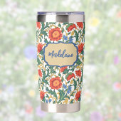 Bloemige Willam Morris Stijl Blauw Rood Goud Vinta Geïsoleerde Drinkbeker