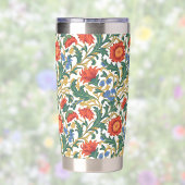 Bloemige Willam Morris Stijl Blauw Rood Goud Vinta Geïsoleerde Drinkbeker