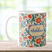 Bloemige Willam Morris Stijl Blauw Rood Goud Vinta