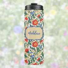 Bloemige Willam Morris Stijl Blauw Rood Goud Vinta