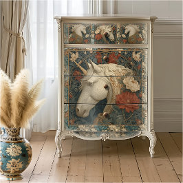Bloemige William Morris Stijl Eenhoorn Tissuepapier
