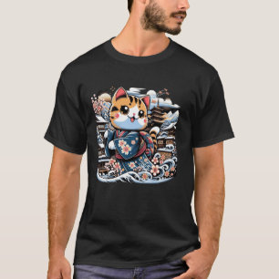 Bloemige Winter Kat Minnaar Japanse Kunst Cute Kat T-shirt