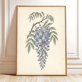 Bloemige Wisteria Cottage Muurkunst Poster