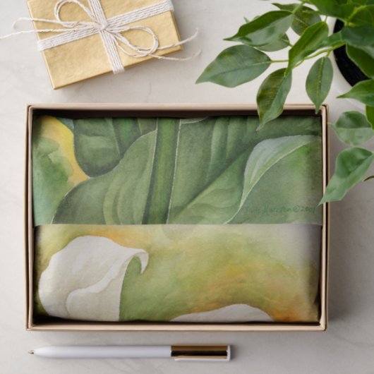 Bloemige Witte Cala lelie Decoupage Waterverf Tissuepapier (Geschenk)