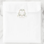 Bloemige Witte Elegante Groene Kuif Envelope Ronde Sticker (Tas)