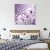 Bloemige witte en paarse zilveren AI-kunst
