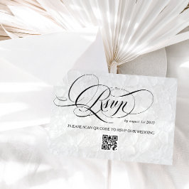 Bloemige witte kalligrafie bruiloft RSVP kaartje