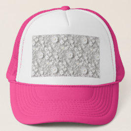 bloemige witte kant trucker pet