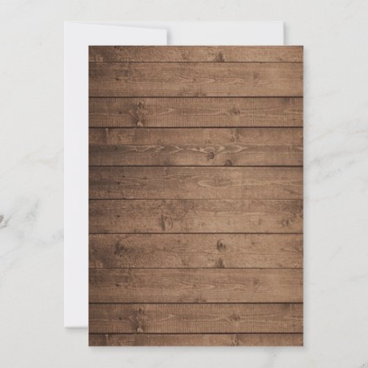 Bloemige Witte Madeliefjes Rustieke Houten Bruidsd Kaart (Achterkant)