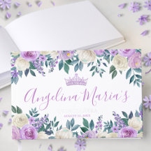 Bloemige Witte Paarse Quinceanera