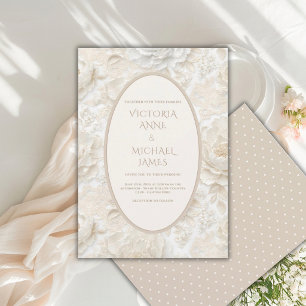 Bloemige witte vintage elegante trouwuitnodiging kaart