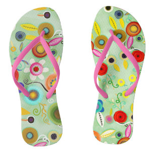 Bloemige wonder paar teenslippers