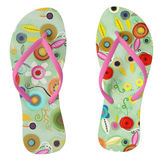 Bloemige wonder paar teenslippers (Voetbed)