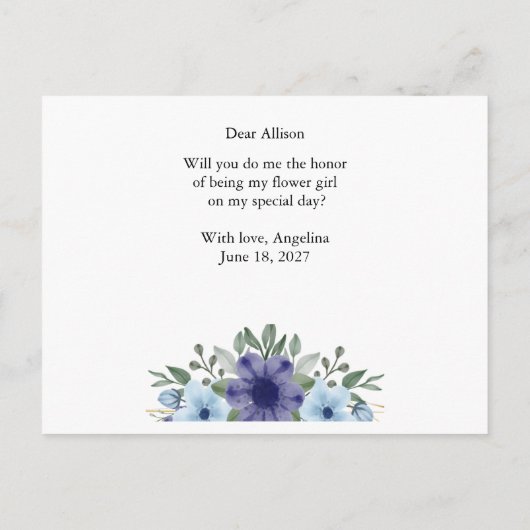 bloemige word jij mijn bloemenmeisje kaart (Achterkant)