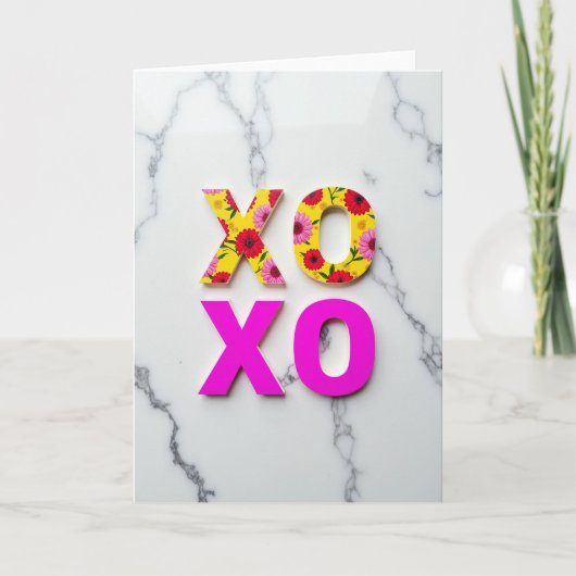 Bloemige Xoxo Modern Love Kaart (Voorkant)