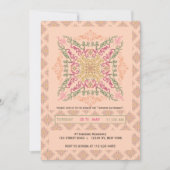 Bloemige zachte perzik caleidoscopische Script Bes Kaart (Voorkant)