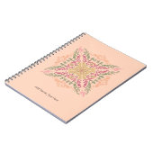 Bloemige zachte perzik caleidoscopische Script Bes Notitieboek (Linkerzijde)