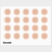 Bloemige zachte perzik caleidoscopische Script Bes Ronde Sticker (Vel)