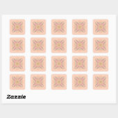 Bloemige zachte perzik caleidoscopische Script Bes Vierkante Sticker (Vel)