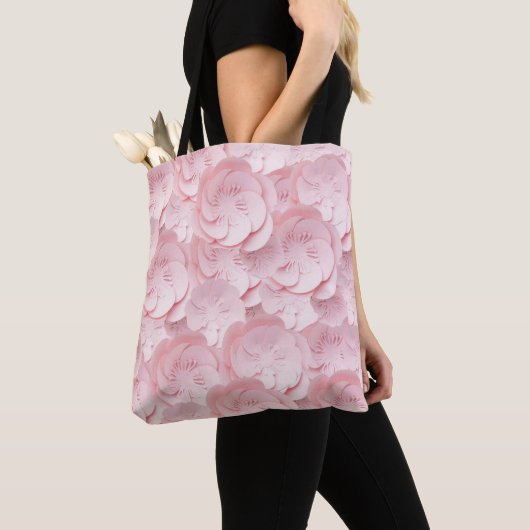 Bloemige zachte roze kleuren tote bag (Dichtbij)