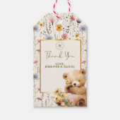 Bloemige Zachte Teddybeer Bedankt Cadeaulabel (Voorkant)