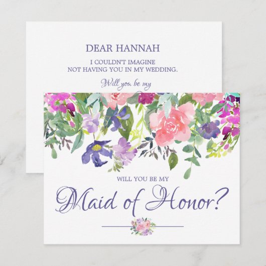 Bloemige Zal je mijn getuige zijn kaart (Voorkant / Achterkant)