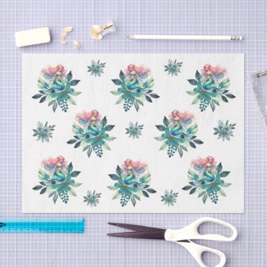 Bloemige Zeemeermin Decoupage Voor Schelpen Tissuepapier (Craft)