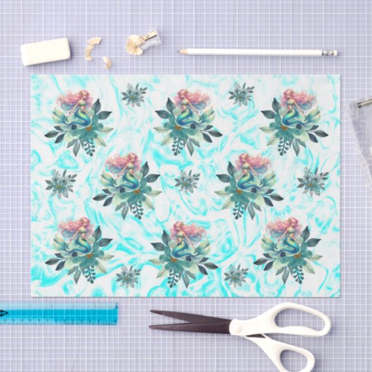 Bloemige Zeemeermin Decoupage Voor Schelpen Tissuepapier (Craft)