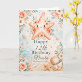 Bloemige Zeester Verjaardag Kaart (Gele Bloem)