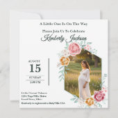Bloemige zeshoekige babyshower uitnodiging (Voorkant)