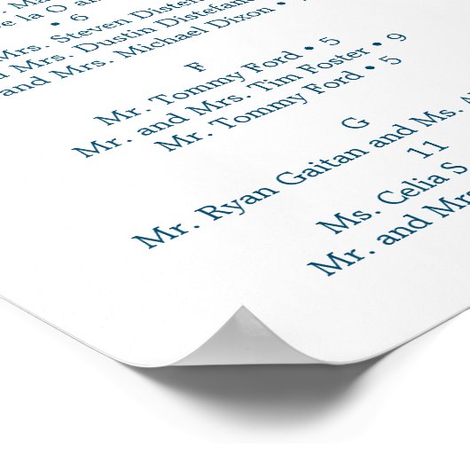 Bloemige zitplaatskaart voor een trouwfeest met Mi Poster (Hoek)