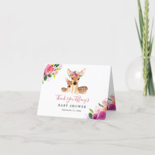 Bloemige Zoete Herten Moeder En Baby Baby Shower Bedankkaart