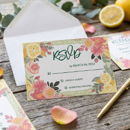 Bloemige zomerhuwelijk RSVP met citroen Kaartje