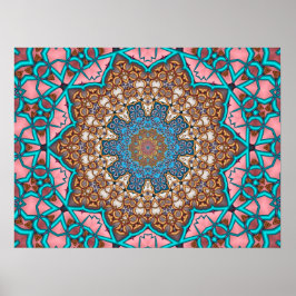 Bloemige Zon Mandala Poster
