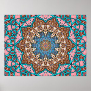Bloemige Zon Mandala Poster