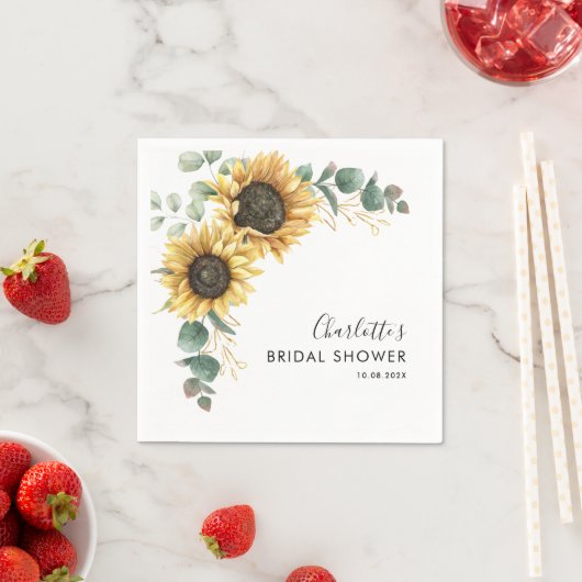 Bloemige zonnebloem bloei script bruiloftsshower p servet (Insitu)