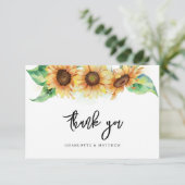 Bloemige Zonnebloem Bruidsdouche Bedankkaart (Staand voorkant)