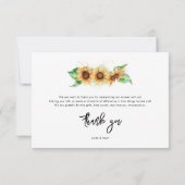 Bloemige Zonnebloem Bruidsdouche Bedankkaart (Achterkant)