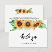 Bloemige Zonnebloem Bruidsdouche Bedankkaart (Voorkant / Achterkant)