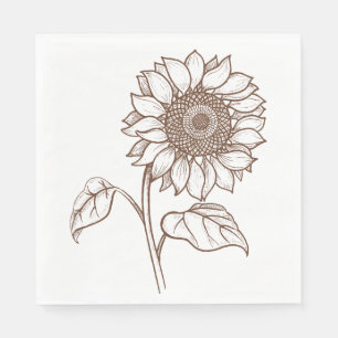 Bloemige zonnebloem bruine bloem rustieke herfst b servet