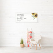 Bloemige zonnebloem eucalyptus bruiloftsdouche spandoek (Insitu)