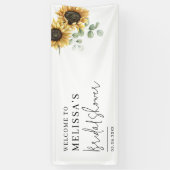 Bloemige zonnebloem eucalyptus bruiloftsdouche spandoek (Verticaal)