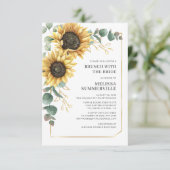 Bloemige zonnebloem Eucalyptus brunch met bruid Kaart (Staand voorkant)