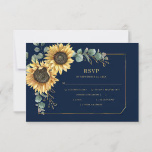 Bloemige zonnebloem Eucalyptus Geometrisch RSVP Kaartje