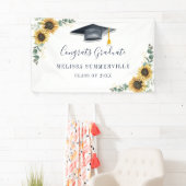 Bloemige zonnebloem eucalyptus script afstuderen 2 spandoek (Insitu)